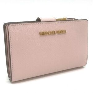 Michael Kors Medium Bifold Zip Chain Wallet Powder Blush